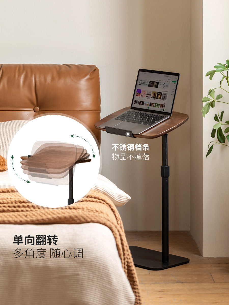 实木可升降旋转边几简约黑胡桃木角几客厅茶几床边桌